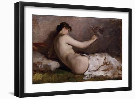 Naked Woman with Little Bird (Nudo Con Uccellino)-Demetrio Cosola-Framed Giclee Print