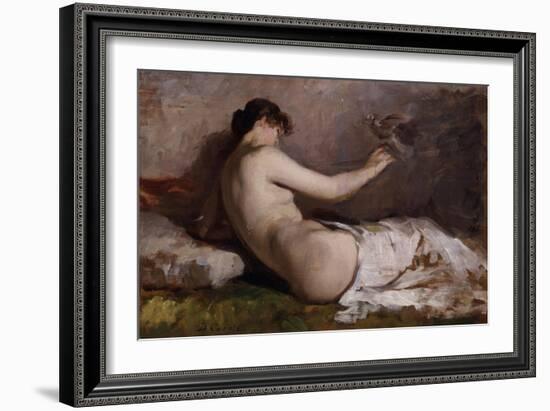 Naked Woman with Little Bird (Nudo Con Uccellino)-Demetrio Cosola-Framed Giclee Print