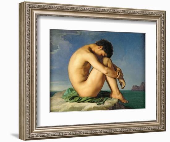 Naked Young Man Sitting by the Sea, 1836-Hippolyte Flandrin-Framed Giclee Print