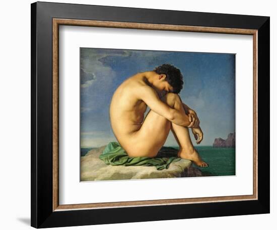 Naked Young Man Sitting by the Sea, 1836-Hippolyte Flandrin-Framed Giclee Print