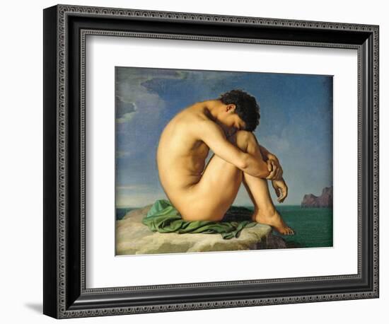 Naked Young Man Sitting by the Sea, 1836-Hippolyte Flandrin-Framed Giclee Print