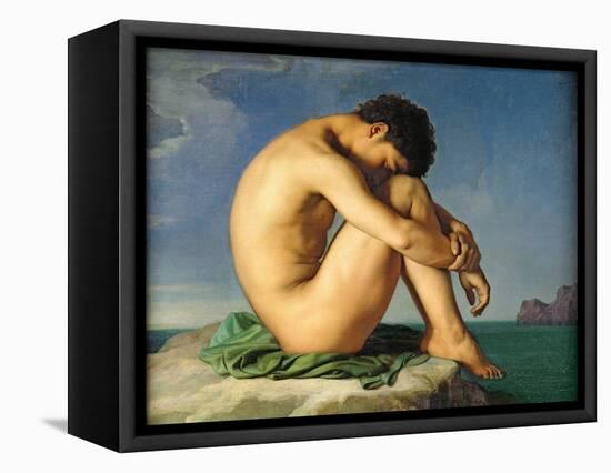 Naked Young Man Sitting by the Sea, 1836-Hippolyte Flandrin-Framed Premier Image Canvas