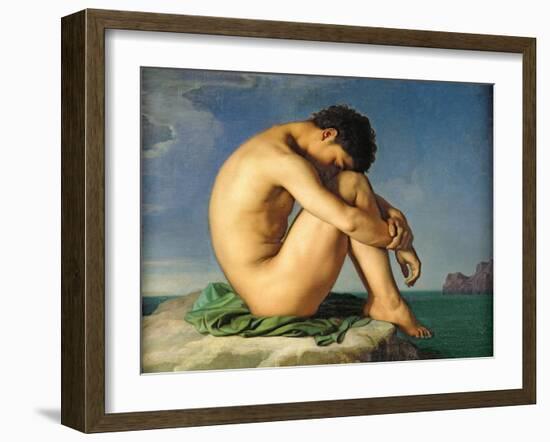 Naked Young Man Sitting by the Sea, 1836-Hippolyte Flandrin-Framed Giclee Print