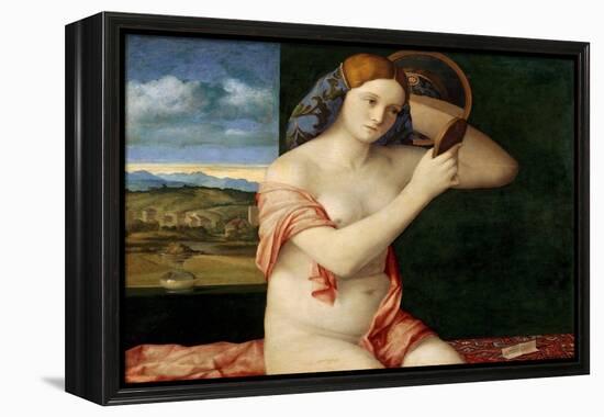 Naked Young Woman in Front of a Mirror, 1515 (Oil on Poplar Panel)-Giovanni Bellini-Framed Premier Image Canvas
