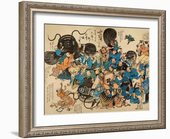 Namazu Being Attacked by Peasants-null-Framed Giclee Print