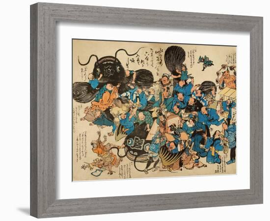 Namazu Being Attacked by Peasants-null-Framed Giclee Print