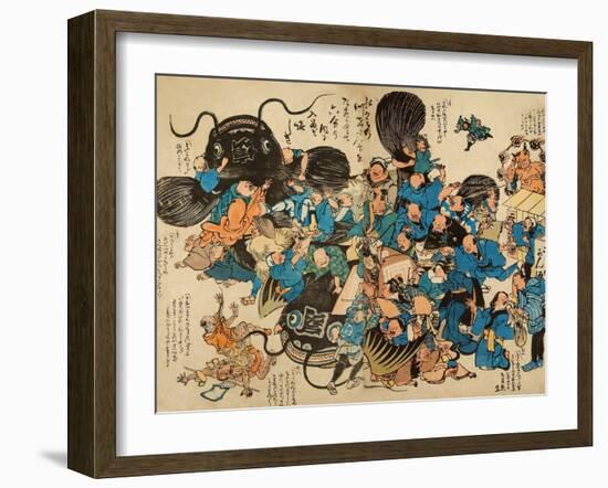 Namazu Being Attacked by Peasants-null-Framed Giclee Print