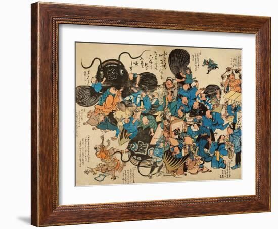 Namazu Being Attacked by Peasants-null-Framed Giclee Print