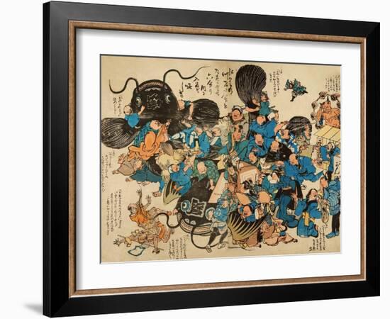 Namazu Being Attacked by Peasants-null-Framed Giclee Print