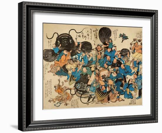 Namazu Being Attacked by Peasants-null-Framed Giclee Print