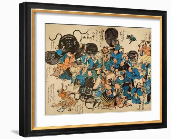 Namazu Being Attacked by Peasants-null-Framed Giclee Print