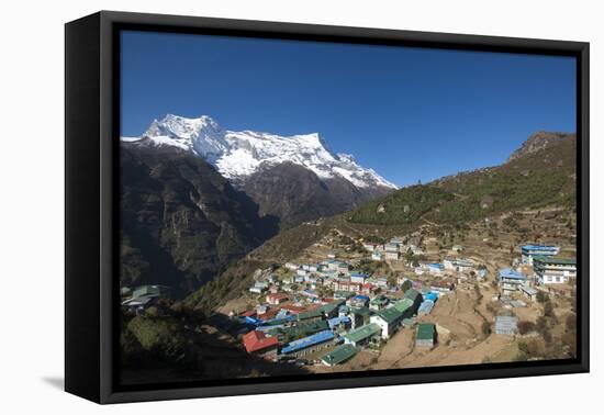 Namche, the Main Trading Centre and Tourist Hub for the Khumbu (Everest Region) with Kongde Ri Peak-Alex Treadway-Framed Premier Image Canvas
