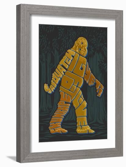 Names of Bigfoot - Typography-Lantern Press-Framed Art Print