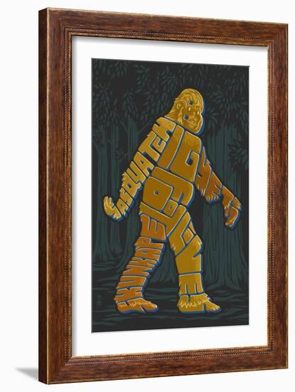 Names of Bigfoot - Typography-Lantern Press-Framed Art Print