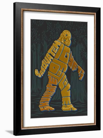 Names of Bigfoot - Typography-Lantern Press-Framed Art Print