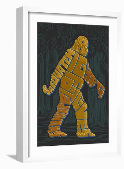 Names of Bigfoot - Typography-Lantern Press-Framed Art Print