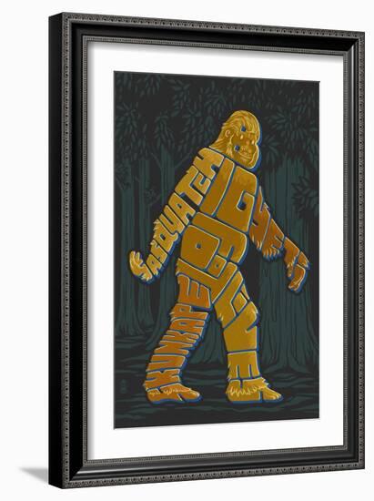 Names of Bigfoot - Typography-Lantern Press-Framed Art Print