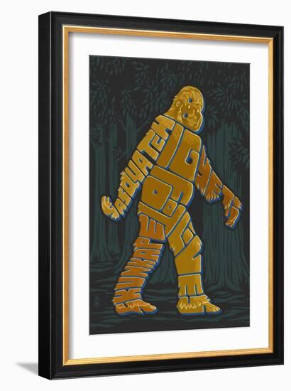 Names of Bigfoot - Typography-Lantern Press-Framed Art Print