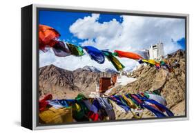 Namgyal Tsemo Gompa, Buddhist Monastery in Leh at Sunset with Dramatic Sky. Ladakh, India.-Curioso Travel Photography-Framed Premier Image Canvas