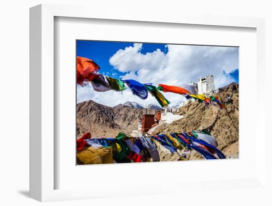 Namgyal Tsemo Gompa, Buddhist Monastery in Leh at Sunset with Dramatic Sky. Ladakh, India.-Curioso Travel Photography-Framed Photographic Print