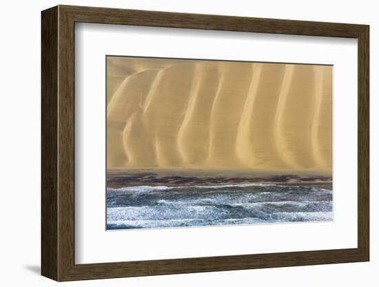 Namibia. Aerial of Namibian Sand Dunes Meeting the Atlantic Ocean-Janet Muir-Framed Photographic Print