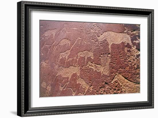 Namibia, Damaraland Wilderness Area, Twyfelfontein, Brandberg Mountains, Stone Age Rock Engravings-null-Framed Giclee Print
