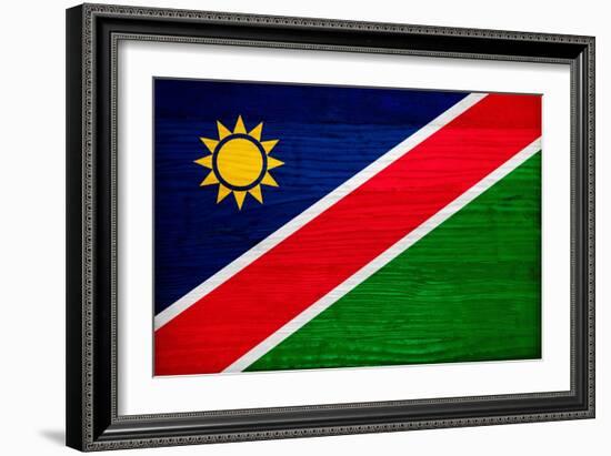 Namibia Flag Design with Wood Patterning - Flags of the World Series-Philippe Hugonnard-Framed Premium Giclee Print