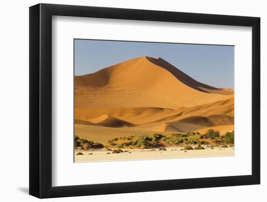 Namibia, Namib-Naukluft National Park, Sossusvlei. Large red dune rising from a while pan.-Ellen Goff-Framed Photographic Print