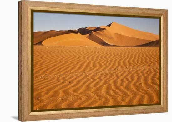 Namibia, Namib-Naukluft National Park, Sossusvlei. Scenic red dunes with wind driven patterns.-Ellen Goff-Framed Premier Image Canvas