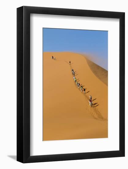 Namibia, Namib-Naukluft National Park, Sossusvlei. Tourists climbing Dune 45.-Ellen Goff-Framed Photographic Print