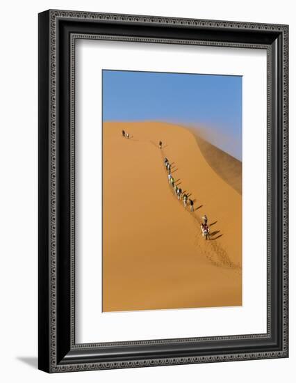 Namibia, Namib-Naukluft National Park, Sossusvlei. Tourists climbing Dune 45.-Ellen Goff-Framed Photographic Print