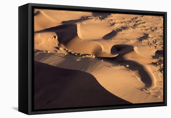 Namibia, Namib-Naukluft Park. Abstract aerial of sand dunes.-Jaynes Gallery-Framed Premier Image Canvas