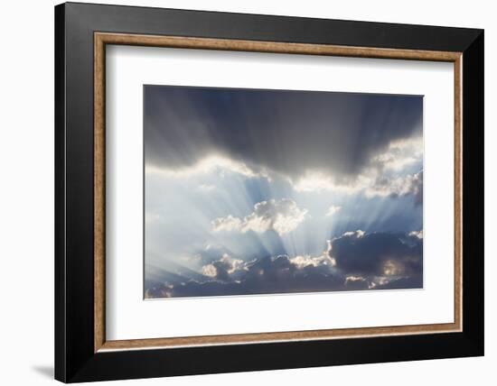 Namibia, Namib-Naukluft Park. God beams at sunset.-Jaynes Gallery-Framed Photographic Print