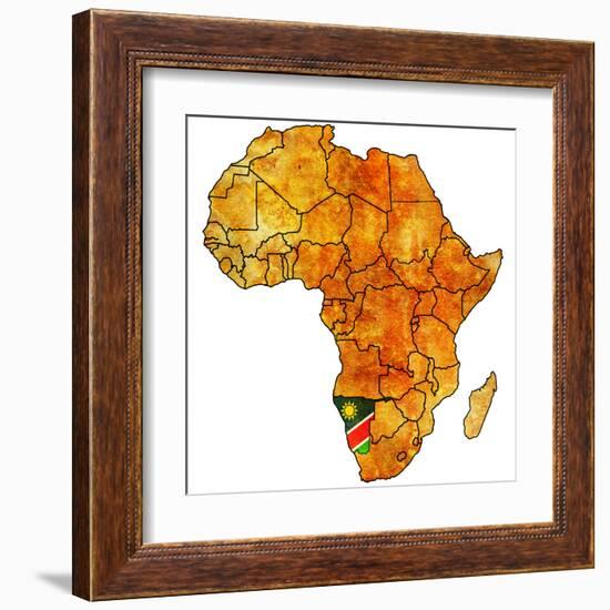 Namibia on Actual Map of Africa-michal812-Framed Art Print