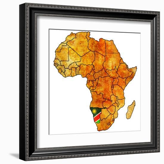 Namibia on Actual Map of Africa-michal812-Framed Art Print