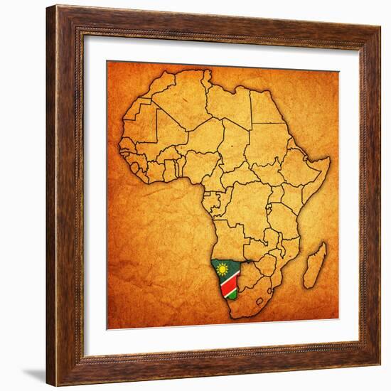 Namibia on Actual Map of Africa-michal812-Framed Premium Giclee Print