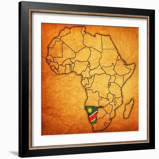 Namibia on Actual Map of Africa-michal812-Framed Premium Giclee Print