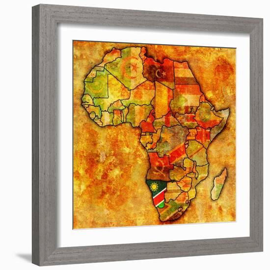 Namibia on Actual Map of Africa-michal812-Framed Premium Giclee Print