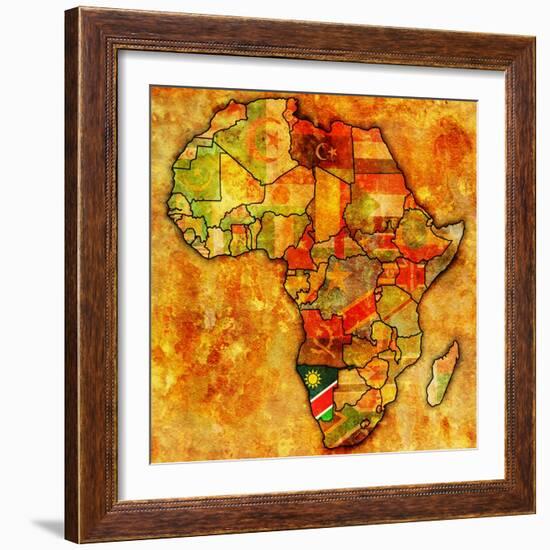 Namibia on Actual Map of Africa-michal812-Framed Premium Giclee Print