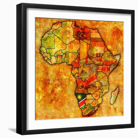 Namibia on Actual Map of Africa-michal812-Framed Premium Giclee Print