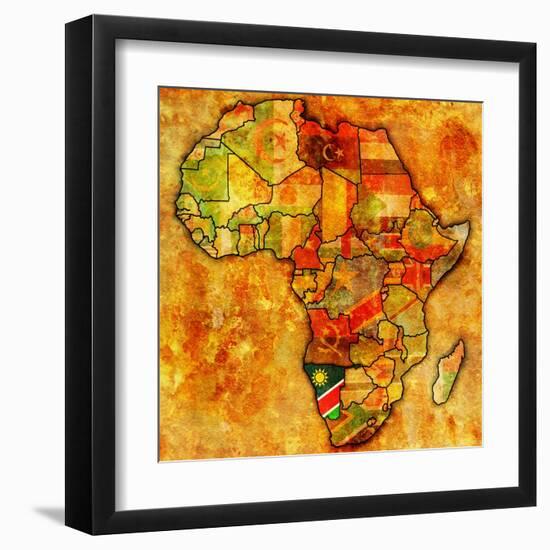 Namibia on Actual Map of Africa-michal812-Framed Art Print