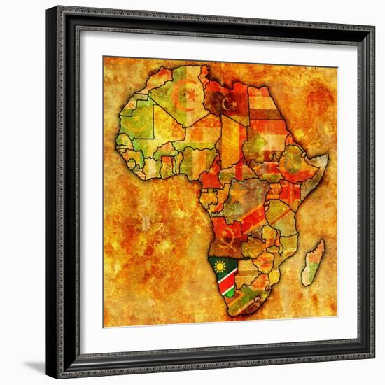 Namibia on Actual Map of Africa-michal812-Framed Art Print