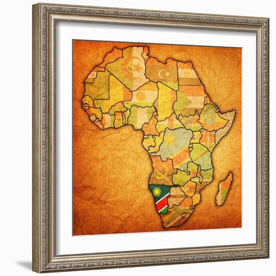 Namibia on Actual Map of Africa-michal812-Framed Premium Giclee Print