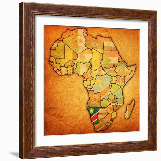 Namibia on Actual Map of Africa-michal812-Framed Art Print