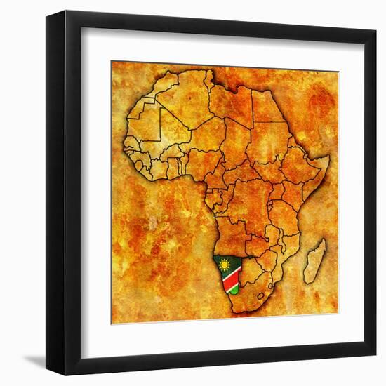 Namibia on Actual Map of Africa-michal812-Framed Art Print