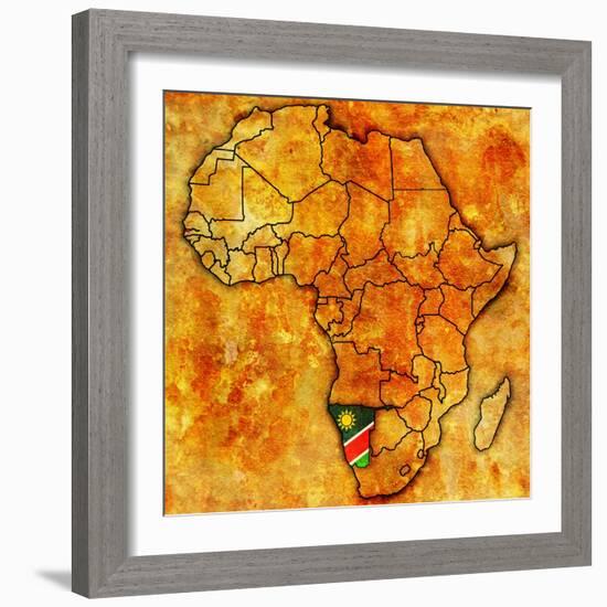 Namibia on Actual Map of Africa-michal812-Framed Art Print