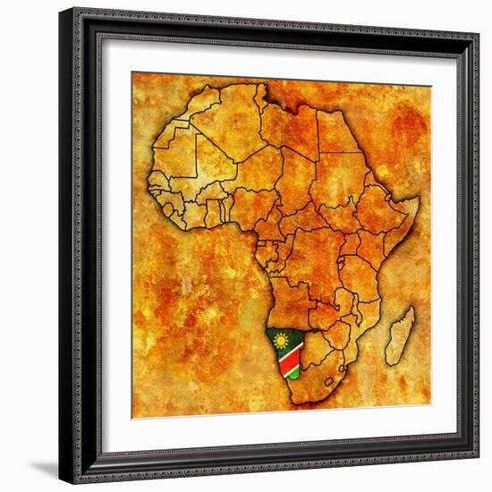 Namibia on Actual Map of Africa-michal812-Framed Art Print