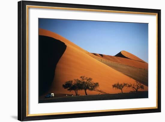 Namibia, Sossusvlei, Dune Sunset and Land Rover-Walter Bibikow-Framed Photographic Print