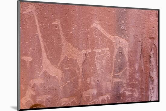 Namibia, Twyfelfontein. Ancient rock art at Twyfelfontein Country Lodge.-Jaynes Gallery-Mounted Photographic Print