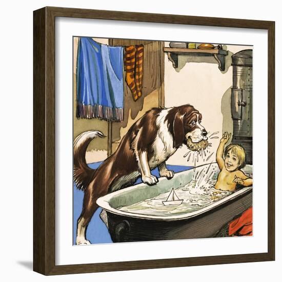 Nana Baths Michael, Illustration from 'Peter Pan' by J.M. Barrie-Nadir Quinto-Framed Giclee Print